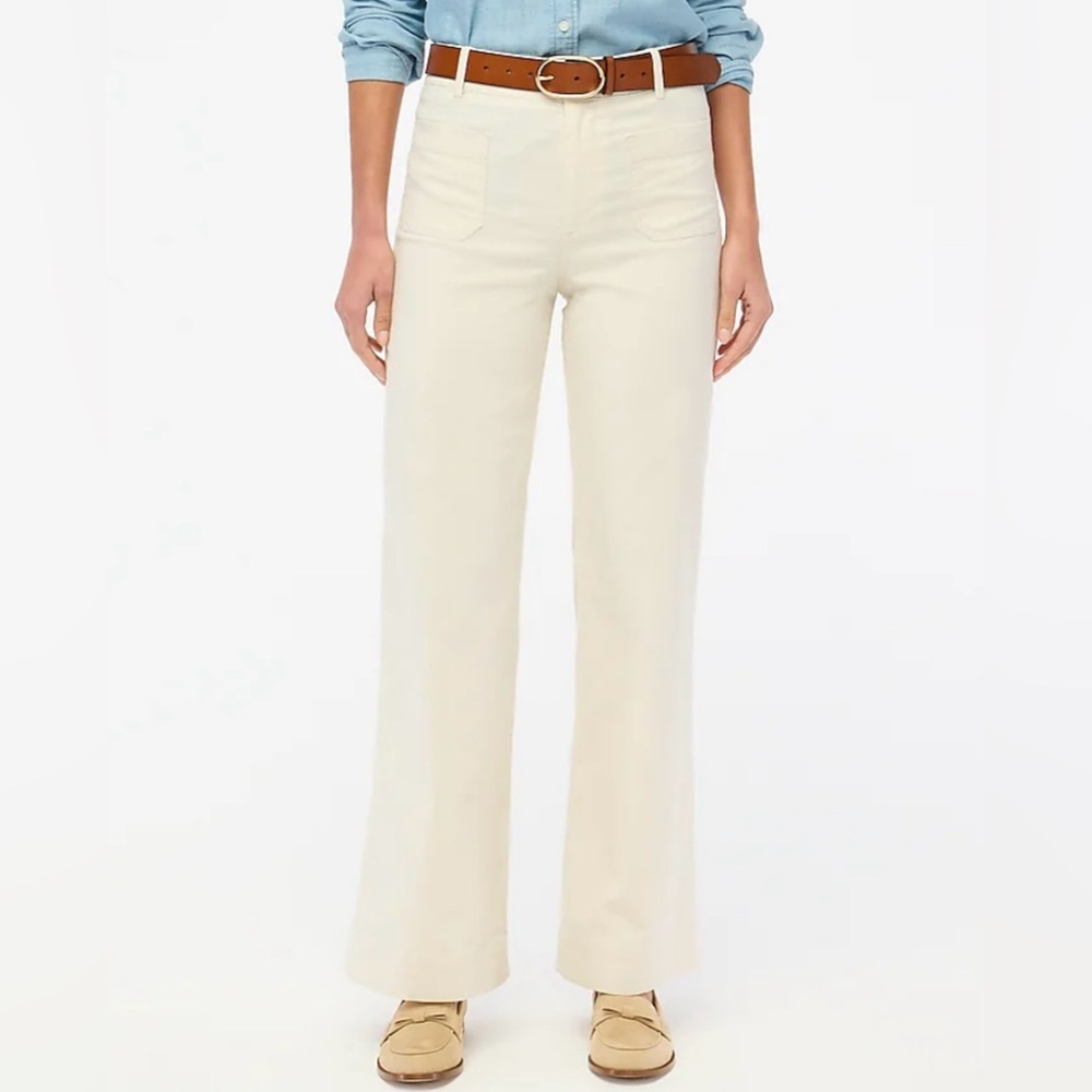 J. Crew Wide-Leg Pants in Cream